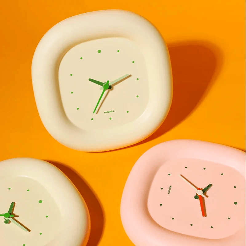 Horloge Bubble – Design crème arrondi, compacte & silencieuse - Lignes Du Temps®14:366