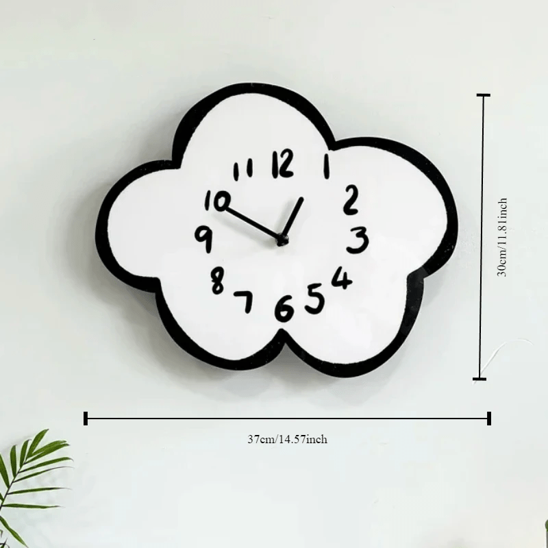 Horloge murale Cloudy – Forme nuage, silencieuse & ludique - Lignes Du Temps®14:29cloud 30cm 37cm
