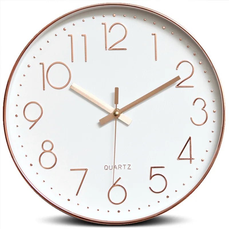 Horloge murale FlatTime – Classique noire 30 cm, chiffres 3D & silencieuse - Lignes Du Temps®14:175Rose Gold