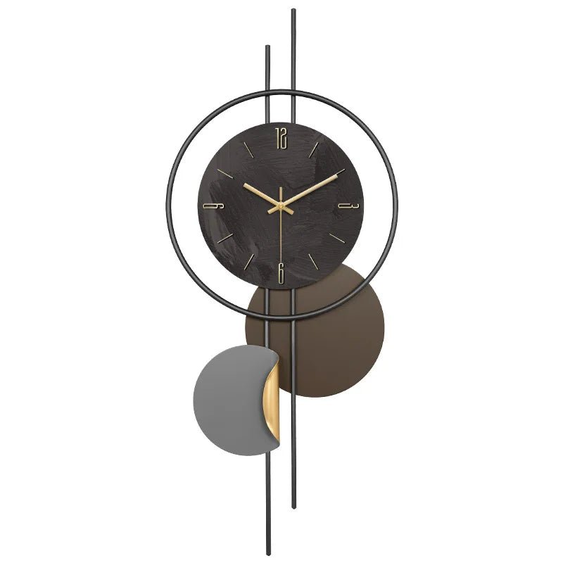 Horloge murale Orion – Design abstrait moderne en bois & métal - Lignes Du Temps®14:29S with lamp