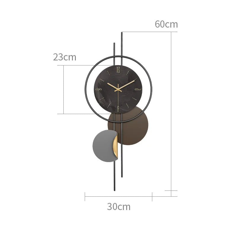 Horloge murale Orion – Design abstrait moderne en bois & métal - Lignes Du Temps®14:29S with lamp