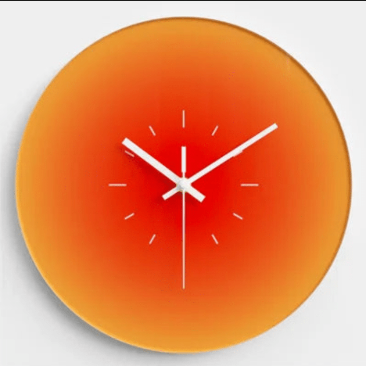 Horloge murale Sunset – Dégradé orange ou bleu en verre - Lignes Du Temps®14:175orange - B