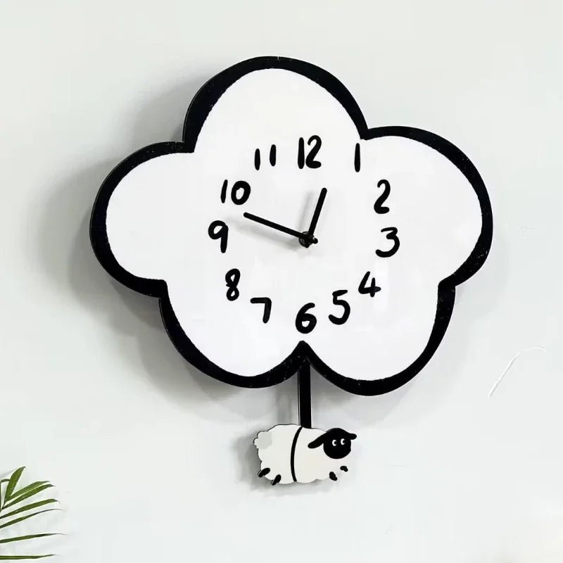 Horloge murale Cloudy – Forme nuage, silencieuse & ludique - Lignes Du Temps®14:175Wobble feet