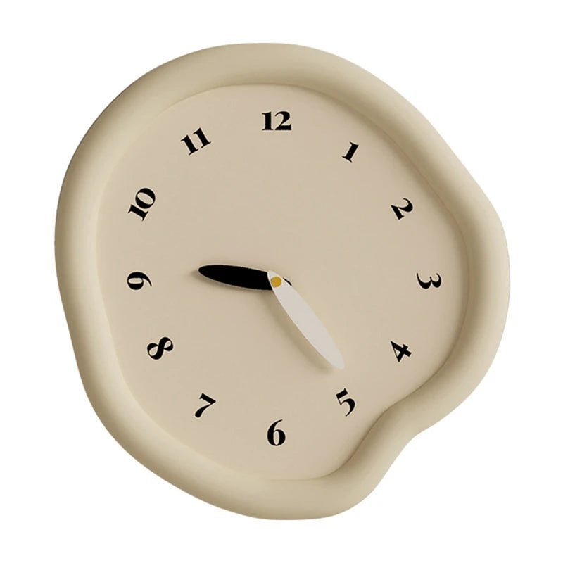 Horloge murale Dali – Forme déformée style nordique, beige taupe & silencieuse - Lignes Du Temps®14:29As Shown