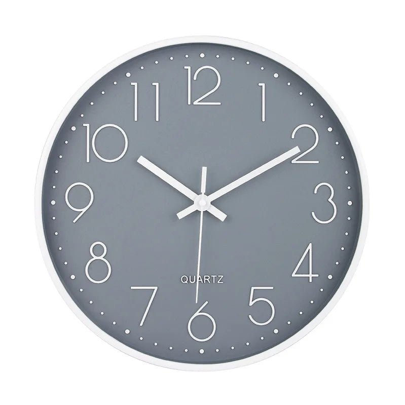 Horloge murale FlatTime – Classique noire 30 cm, chiffres 3D & silencieuse - Lignes Du Temps®14:193White Gray