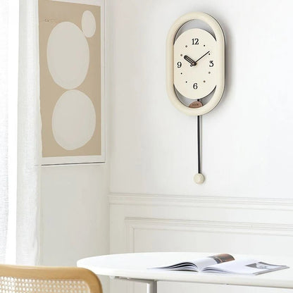 Horloge murale Loop – Design ovale moderne en acrylique avec pendule décoratif - Lignes Du Temps®14:29white ;583:20000803724x63CM