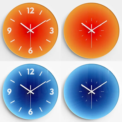 Horloge murale Sunset – Dégradé orange ou bleu en verre - Lignes Du Temps®14:175orange - B